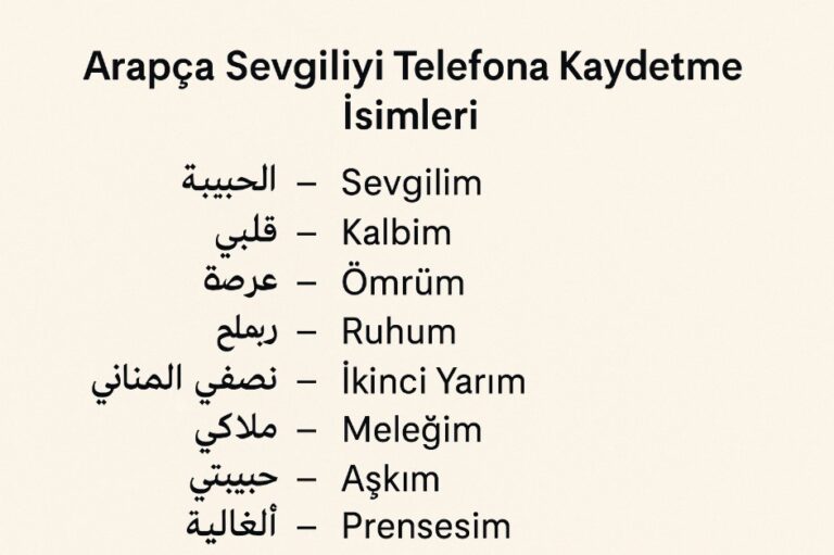 arapça sevgiliyi telefona kaydetme isimleri