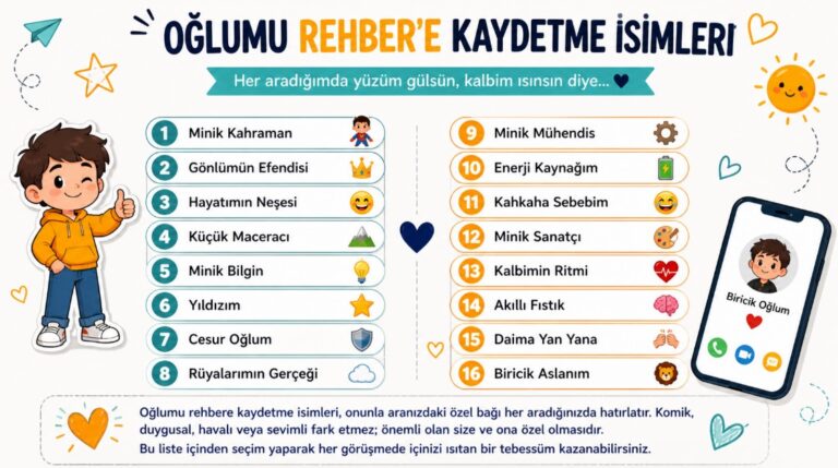 oğlumu rehbere kaydetme